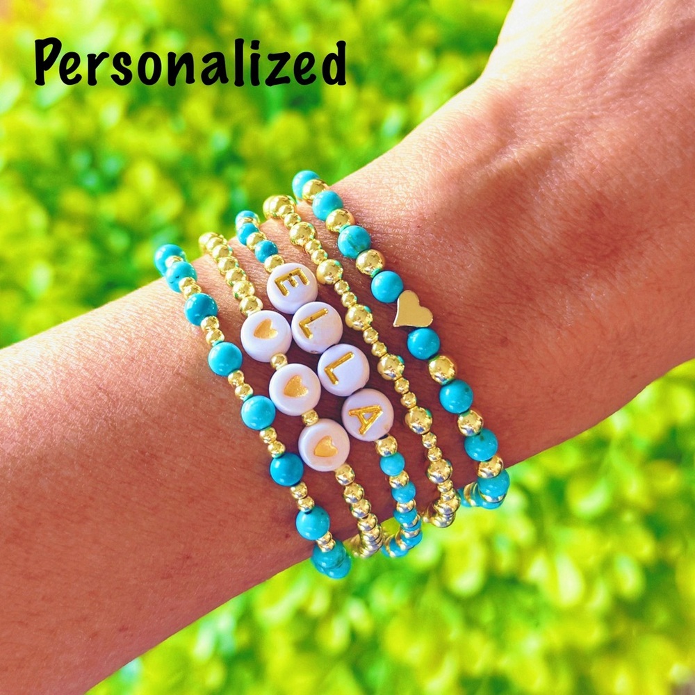 Custom Turquoise and Gold Bracelet Stack
